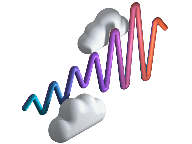 A 3D example of two clouds with a wire in-between